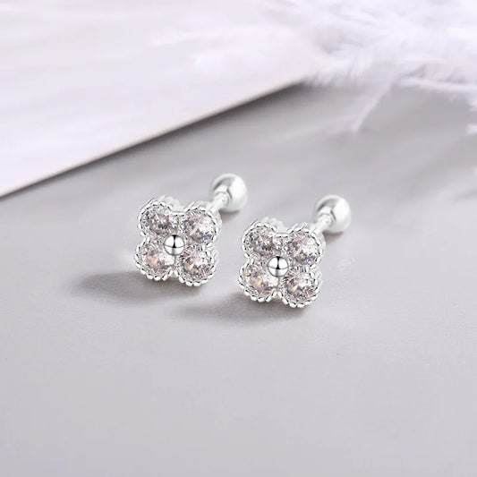 925 Sterling Silver Small Round Zircon Stud Earrings for Women - Elegant Luxury Fine Jewelry Accessories