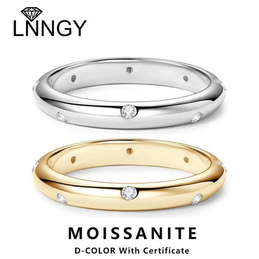 Moissanite Ring Original Certified 925 Silver Rings for Women Couples Delicate Stackable Wedding Band Dazzling Jewellery