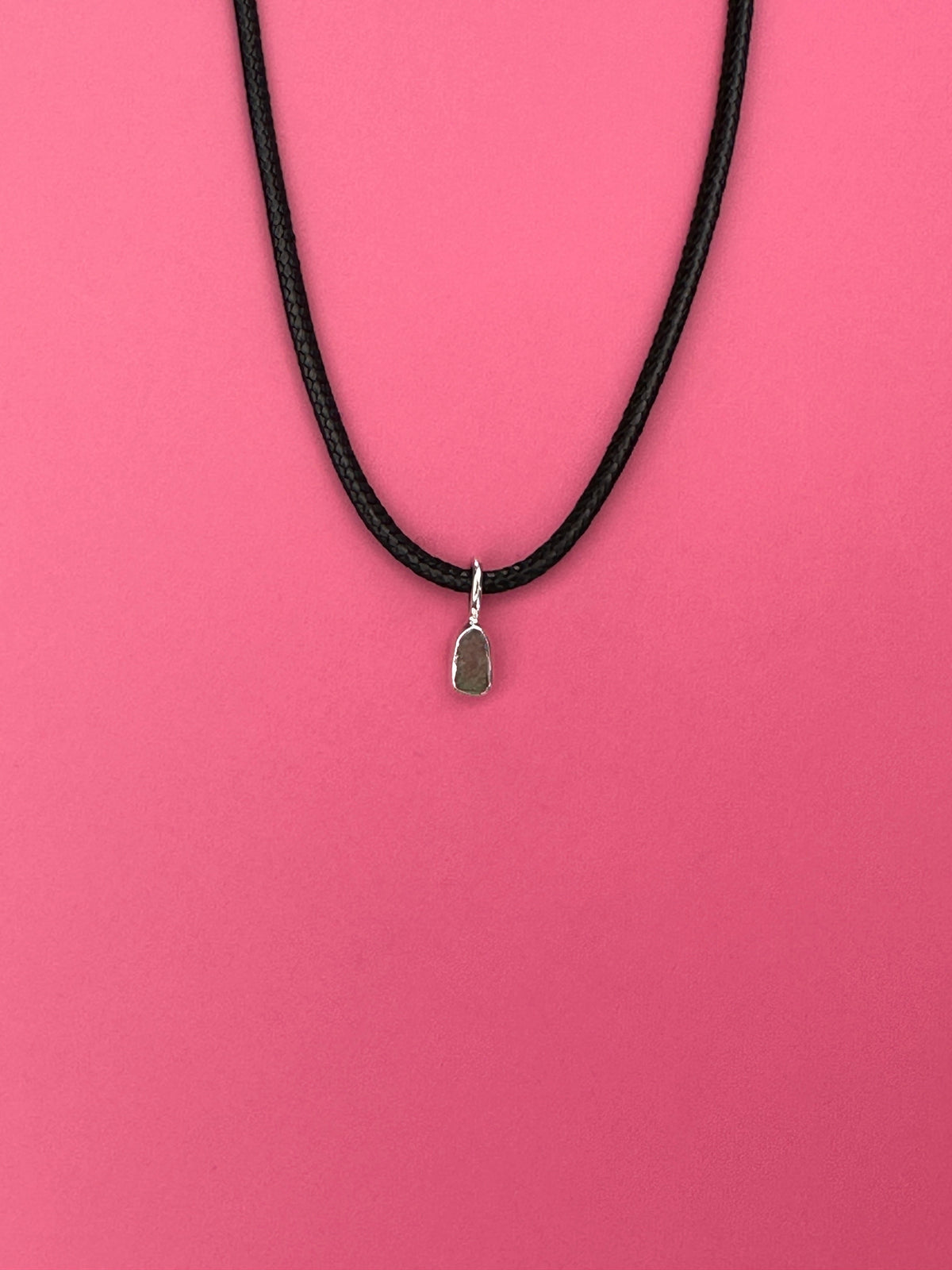 Moldavite - Mini necklace pendant (sterling silver)