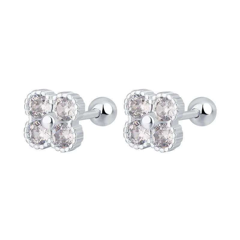 925 Sterling Silver Small Round Zircon Stud Earrings for Women - Elegant Luxury Fine Jewelry Accessories