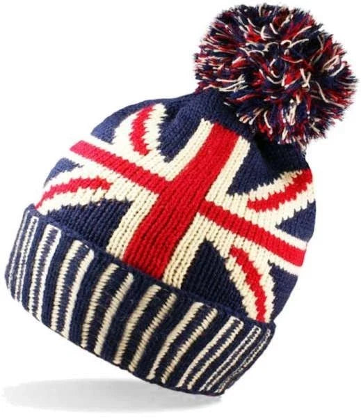 Union Jack Design Bobble Beanie Hat by RockJock. Union Jack Flag Adults