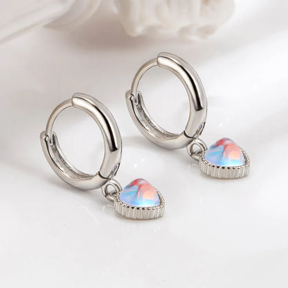 925 Sterling Silver Moonstone Heart Stud Earrings for Women - Elegant Wholesale Jewelry Accessories