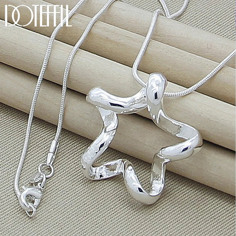 Silver Color Starfish Pendant Necklace 16-30 Inch Snake Chain for Women Fashion Wedding Engagement Jewelry