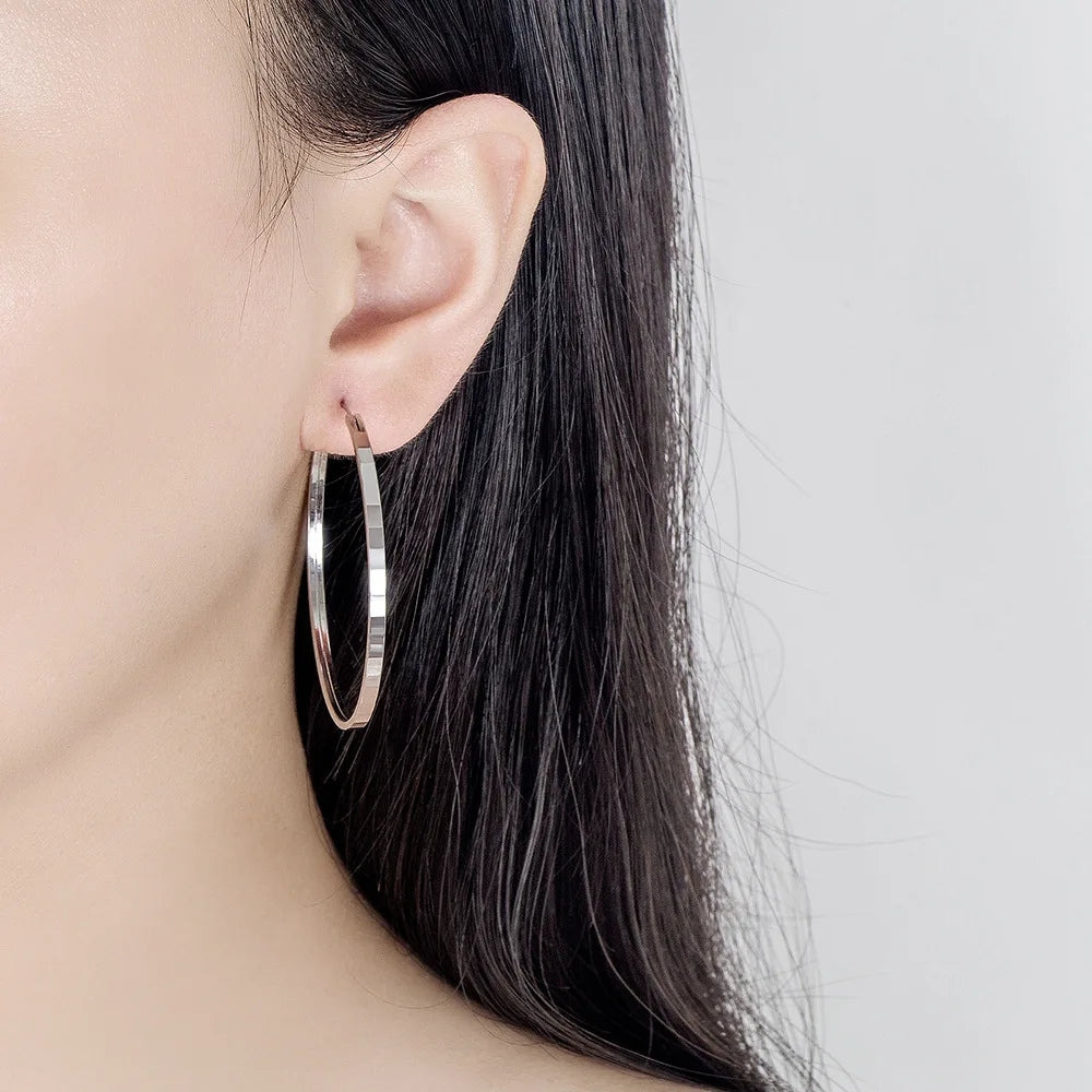 925 Sterling Silver Square Cut Earrings for Women - Large Aesthetic Jewelry Accessories (3/4/5/6 CM) - 2024 Trend