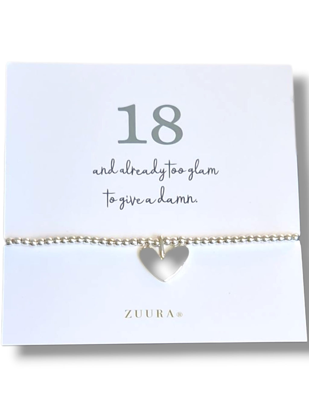 ZUURA 18th Birthday Silver Plated Bracelet with Inspirational Quote Card – Elegant Gift for Her Coming of Age Celebration I Already too glam to give a damn