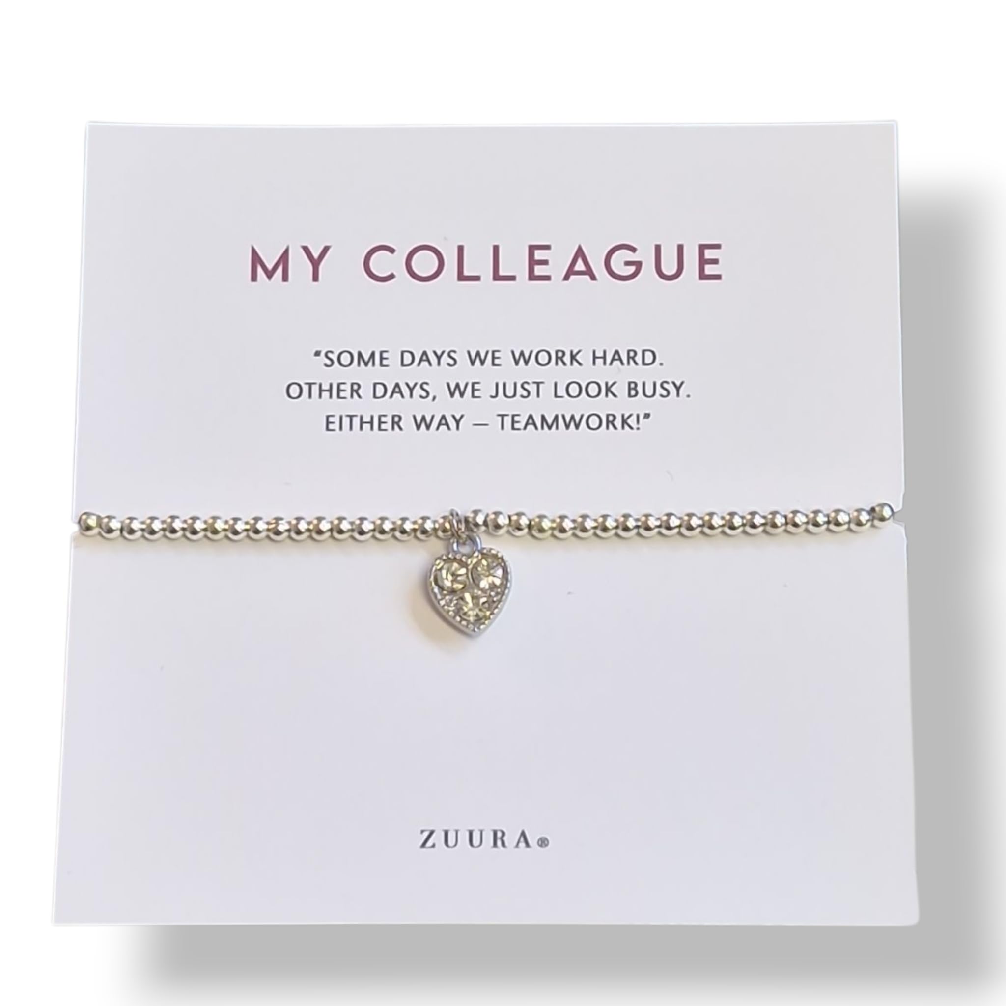 ZUURA Funny Work Bestie Bracelet on Card – Colleague Gift for Women | Hilarious Coworker Appreciation or Leaving Present | Office Humor Friendship Bracelet with Funny Quote Card
