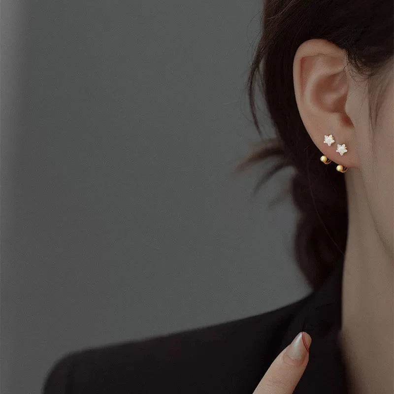 2PC Stainless Steel Gold Color Minimal Crystal Star Ear Studs Earring Women Korean Helix Studs Tragus Cartilage Piercing Jewelry