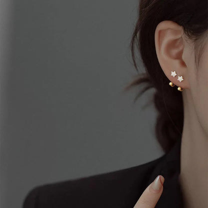 2PC Stainless Steel Gold Color Minimal Crystal Star Ear Studs Earring Women Korean Helix Studs Tragus Cartilage Piercing Jewelry