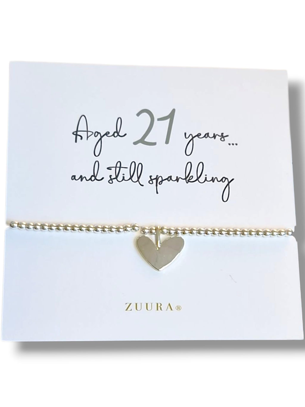 ZUURA 21st Birthday | Aged 21 years and still sparkling | Silver Plated | Bracelet | 18cm stretch