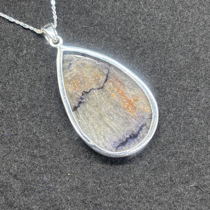 Blue John Fluorite Pendant in Sterling Silver