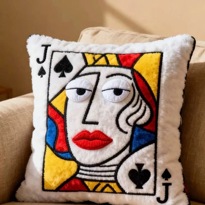 Creative Cartoon Embroidered Pillow Soft Game Theme Big Eyes Pillow Quirky Square Patchwork Pillow Home Bedroom Decor