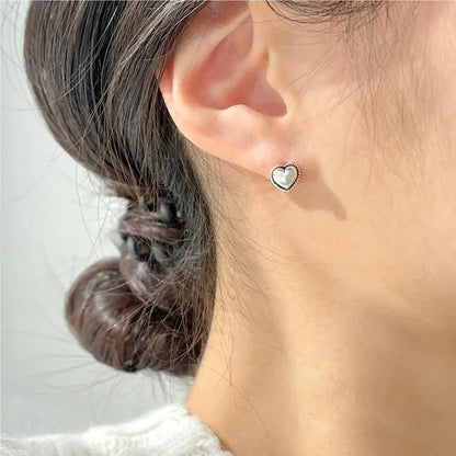 925 Sterling Silver Heart Small Stud Earrings for Women - Luxury Wedding Jewelry Accessories, Wholesale Trend for 2024
