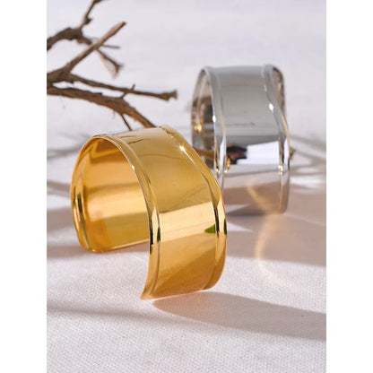 Yaffa Wide Cuff Bracelet – Open Bangle Waterproof Statement Jewelry | Huna Jewelry