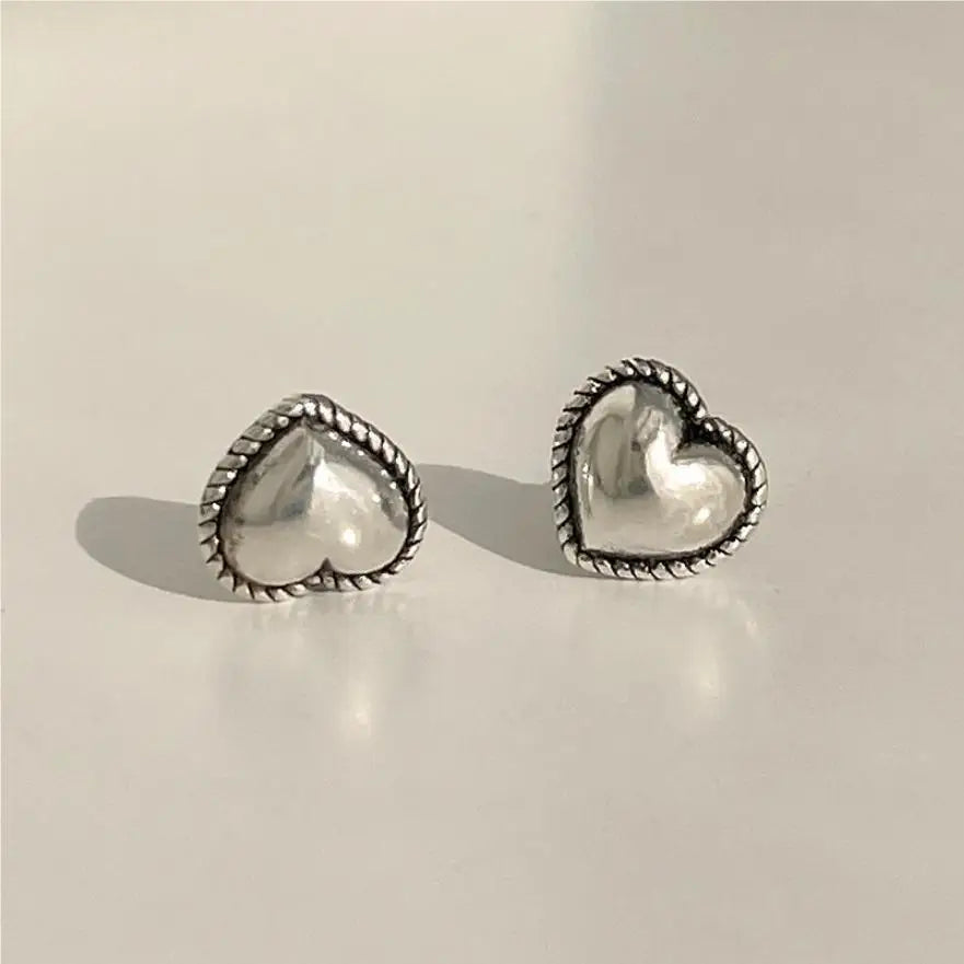 925 Sterling Silver Heart Small Stud Earrings for Women - Luxury Wedding Jewelry Accessories, Wholesale Trend for 2024