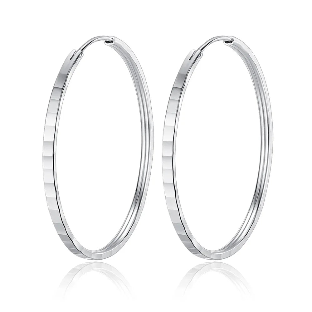 925 Sterling Silver Square Cut Earrings for Women - Large Aesthetic Jewelry Accessories (3/4/5/6 CM) - 2024 Trend