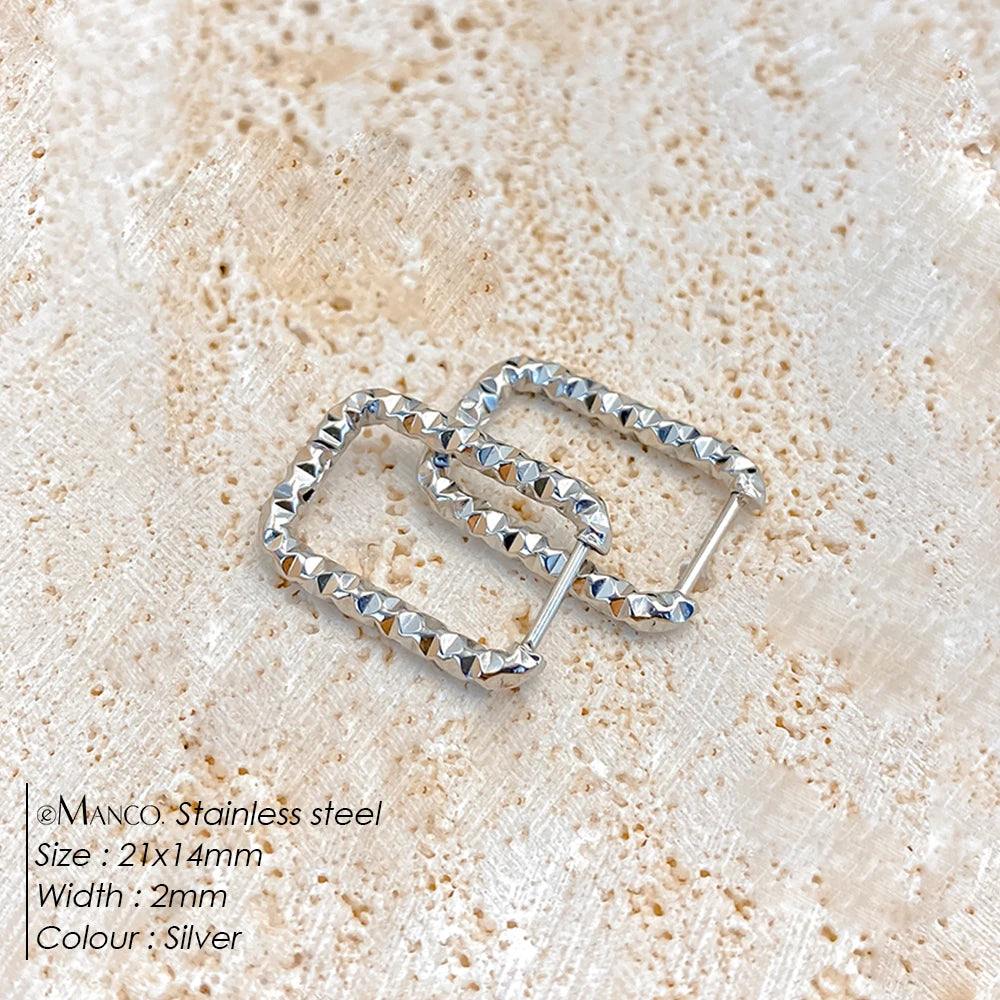 EMANCO Stainless Steel Rectangular Textured Earrings Women'S DIY Jewellery Parts Earring 48 Hour Shipping