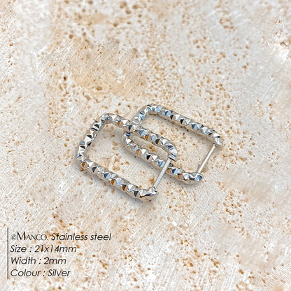 EMANCO Stainless Steel Rectangular Textured Earrings Women'S DIY Jewellery Parts Earring 48 Hour Shipping