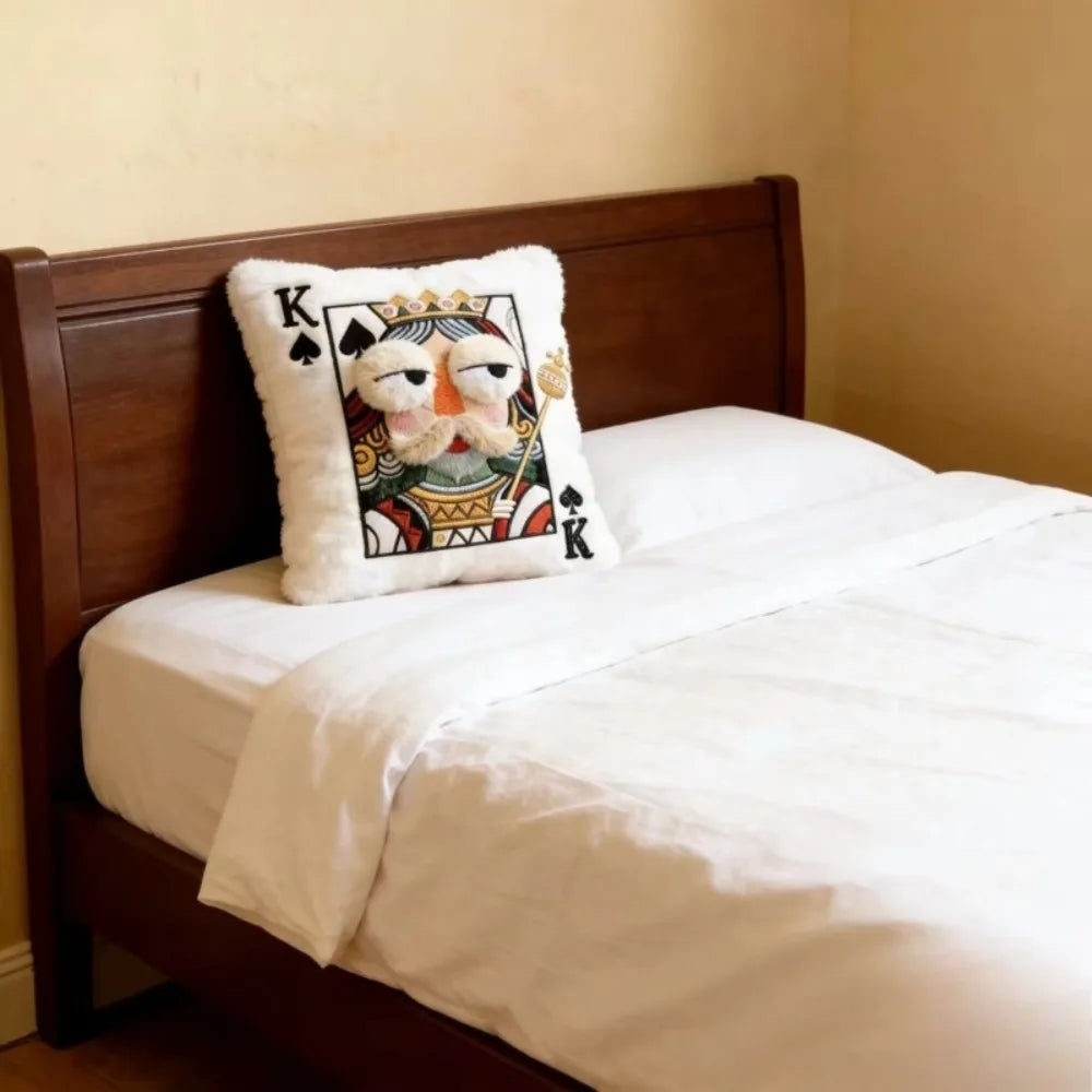 Creative Cartoon Embroidered Pillow Soft Game Theme Big Eyes Pillow Quirky Square Patchwork Pillow Home Bedroom Decor