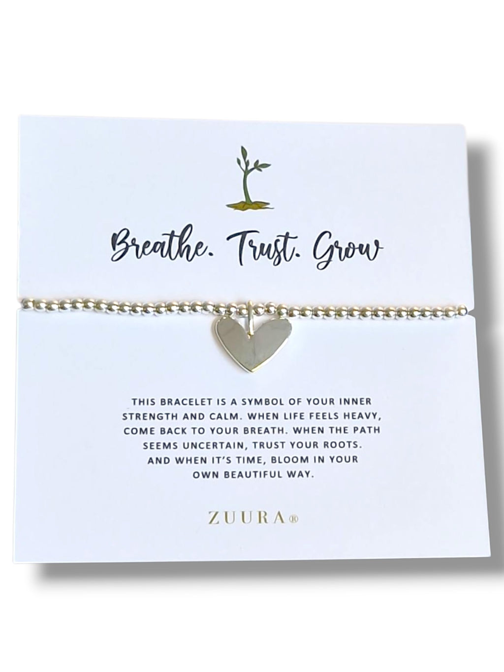 ZUURA I Breathe, Trust, Grow | Silver Plated | Bracelet | 18cm stretch