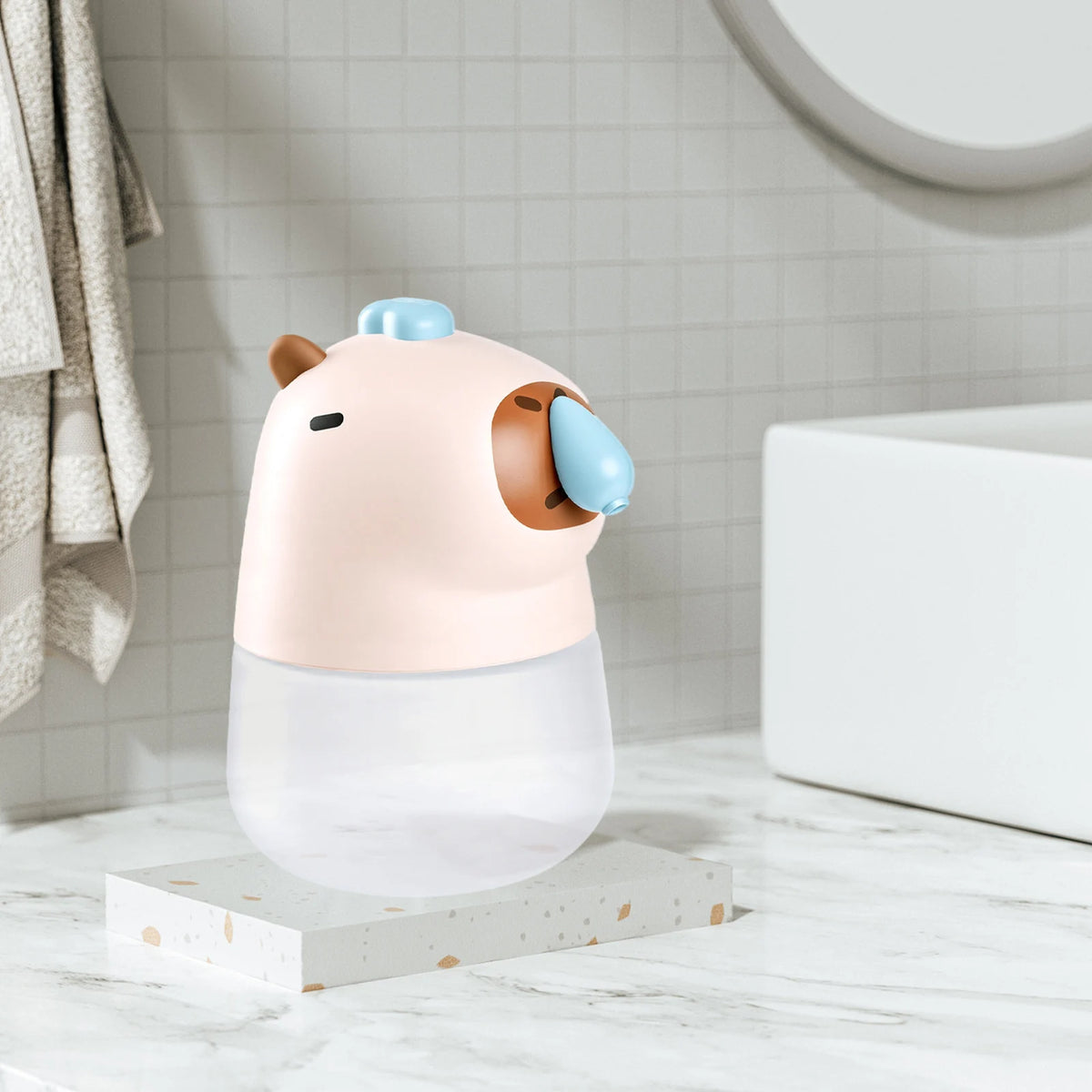 Capybara Liquid Soap Dispenser Touchless Cute Kids Hand Soap Automatic Dispenser Bathroom Accessories for Washroom Kitchen USB