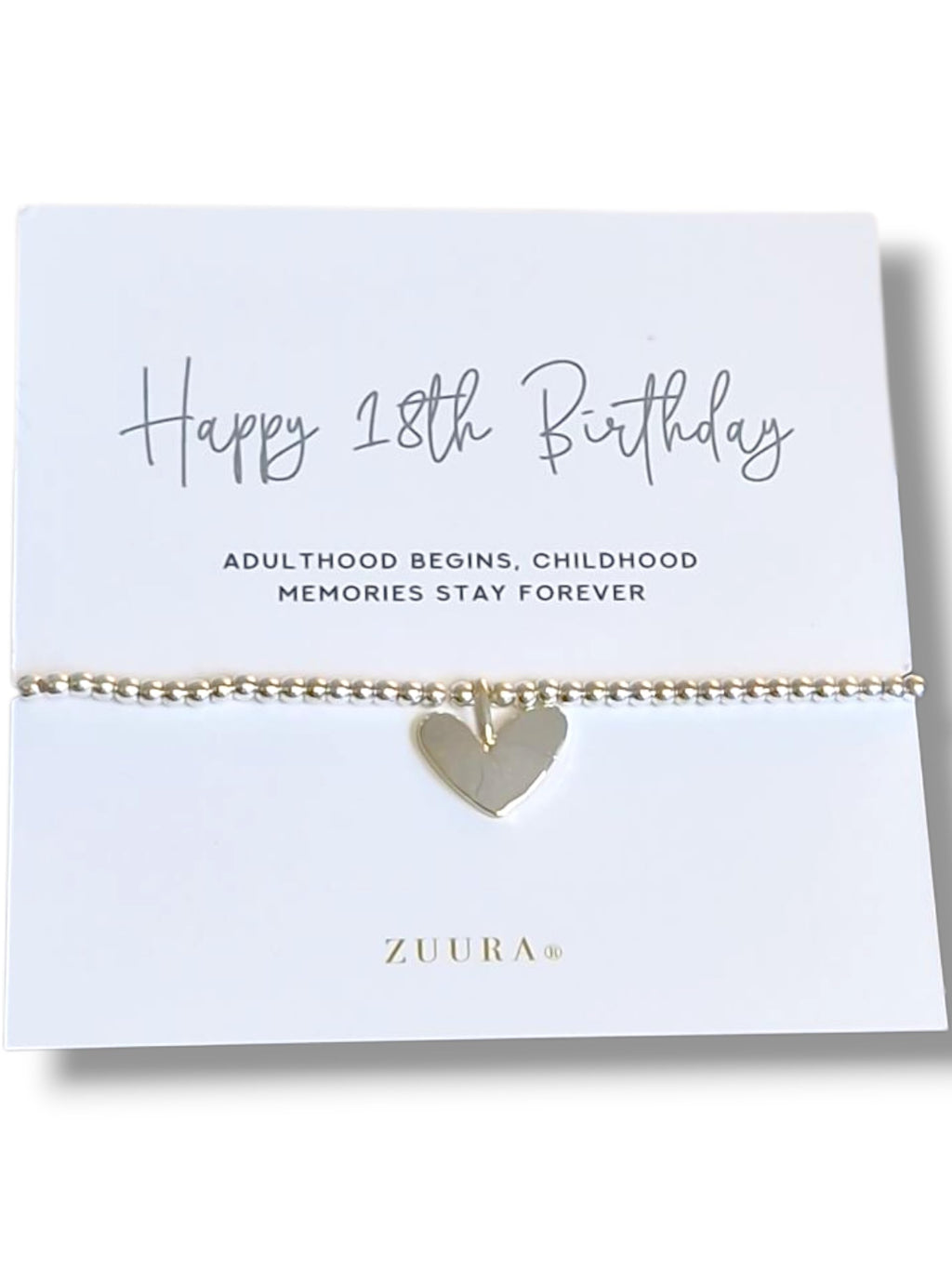 ZUURA 18th Birthday Silver Plated Bracelet with Inspirational Quote Card – Elegant Gift for Her Coming of Age Celebration I Adulthood begins