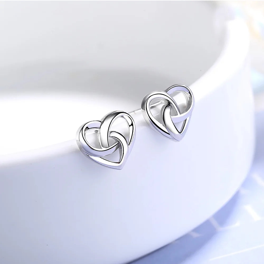 925 Sterling Silver Heart Stud Earrings for Women - Elegant Engagement Jewelry, 2024 Trend