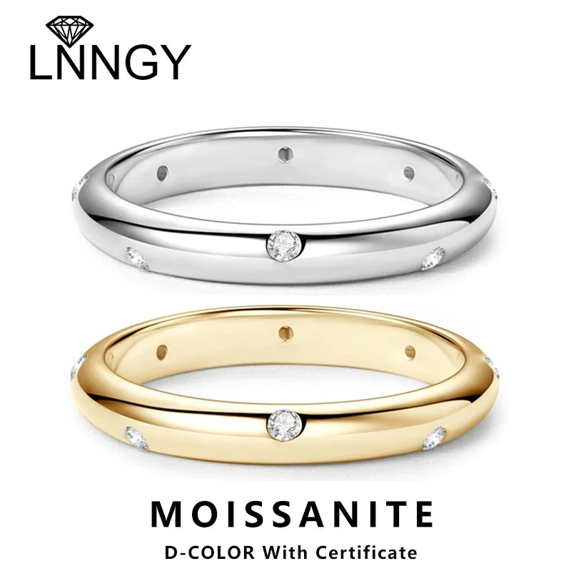 Moissanite Ring Original Certified 925 Silver Rings for Women Couples Delicate Stackable Wedding Band Dazzling Jewellery