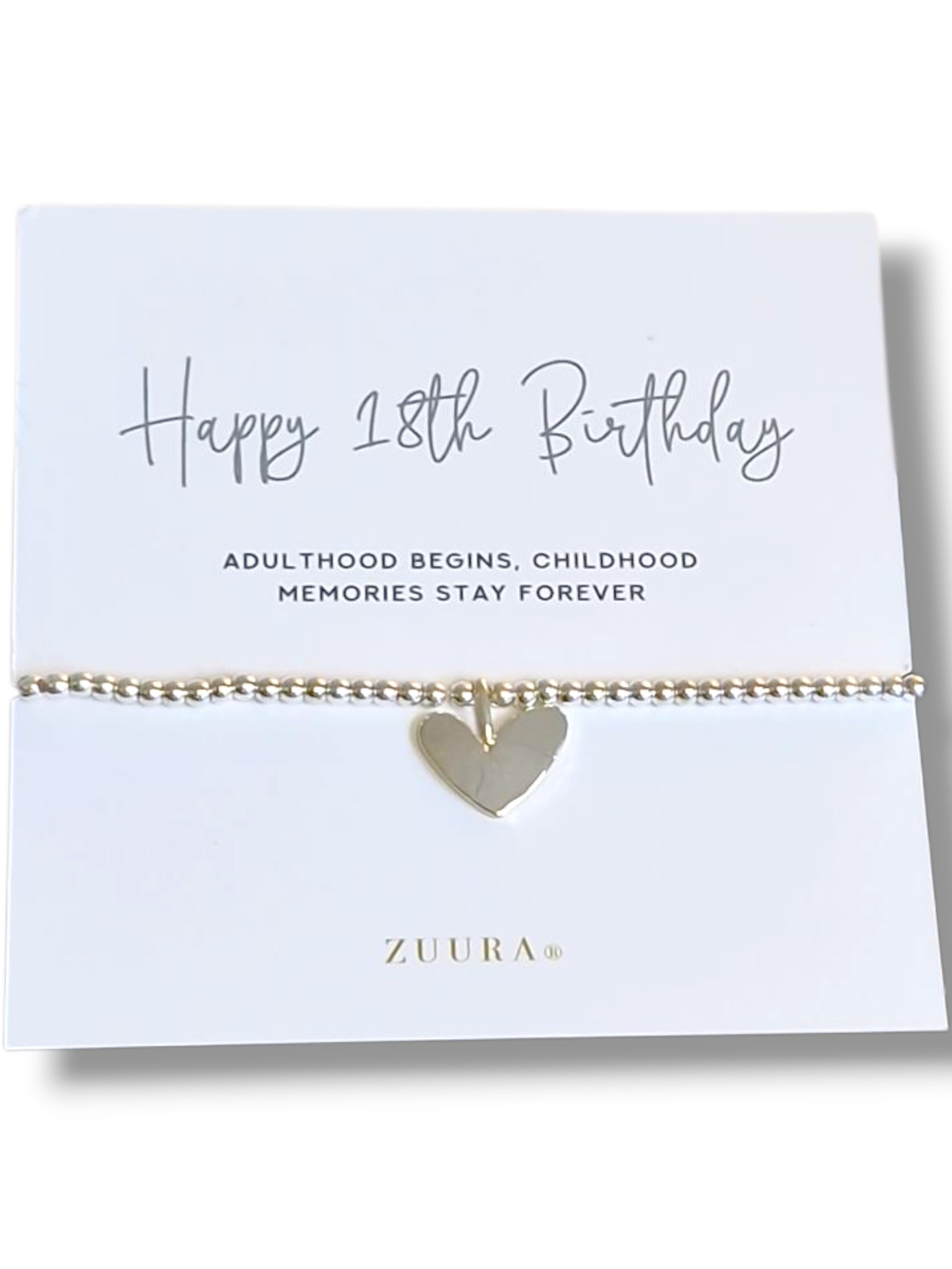 ZUURA 18th Birthday Silver Plated Bracelet with Inspirational Quote Card – Elegant Gift for Her Coming of Age Celebration I Adulthood begins