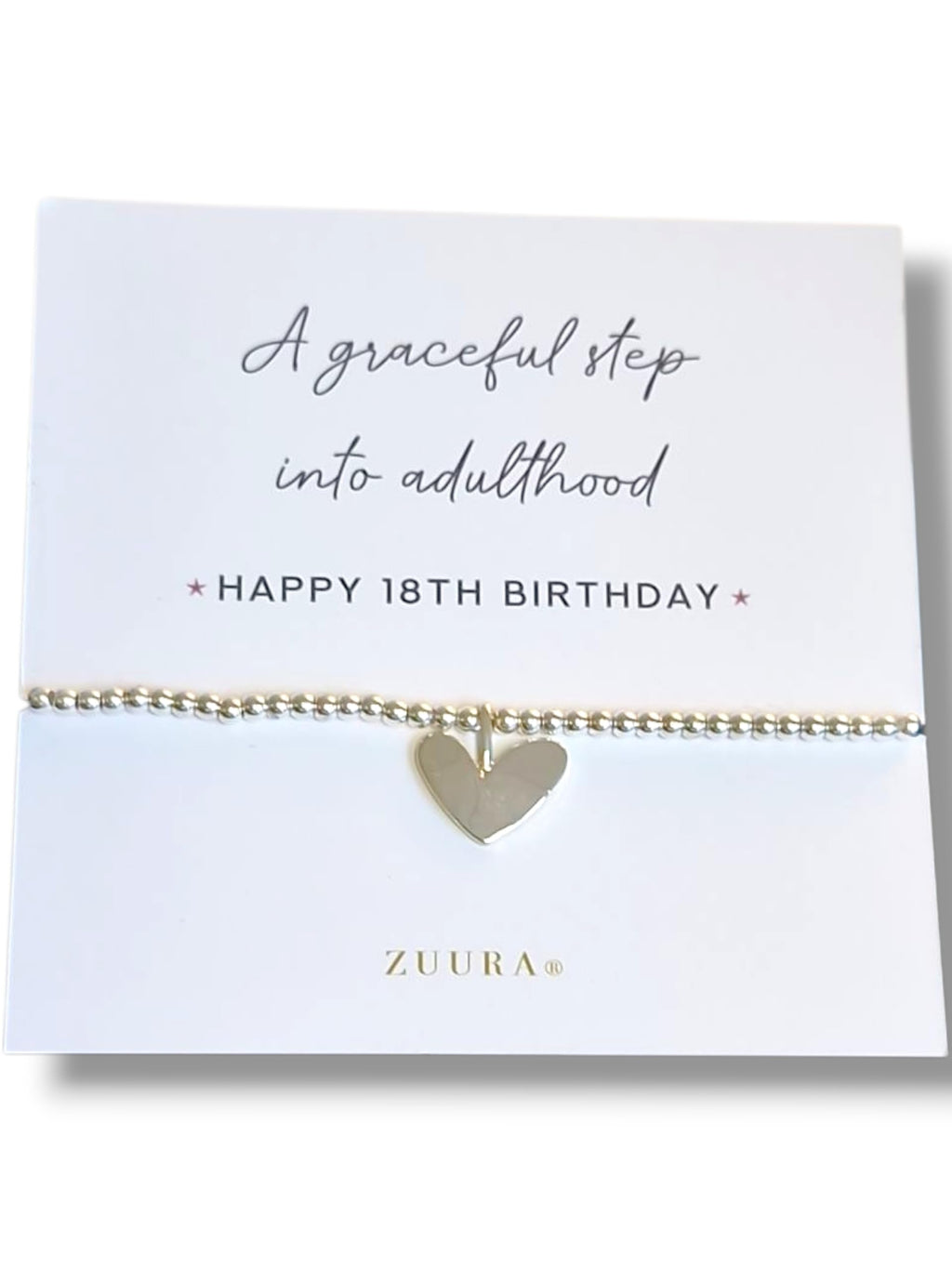ZUURA 18th Birthday Silver Plated Bracelet with Inspirational Quote Card – Elegant Gift for Her Coming of Age Celebration I Graceful Step