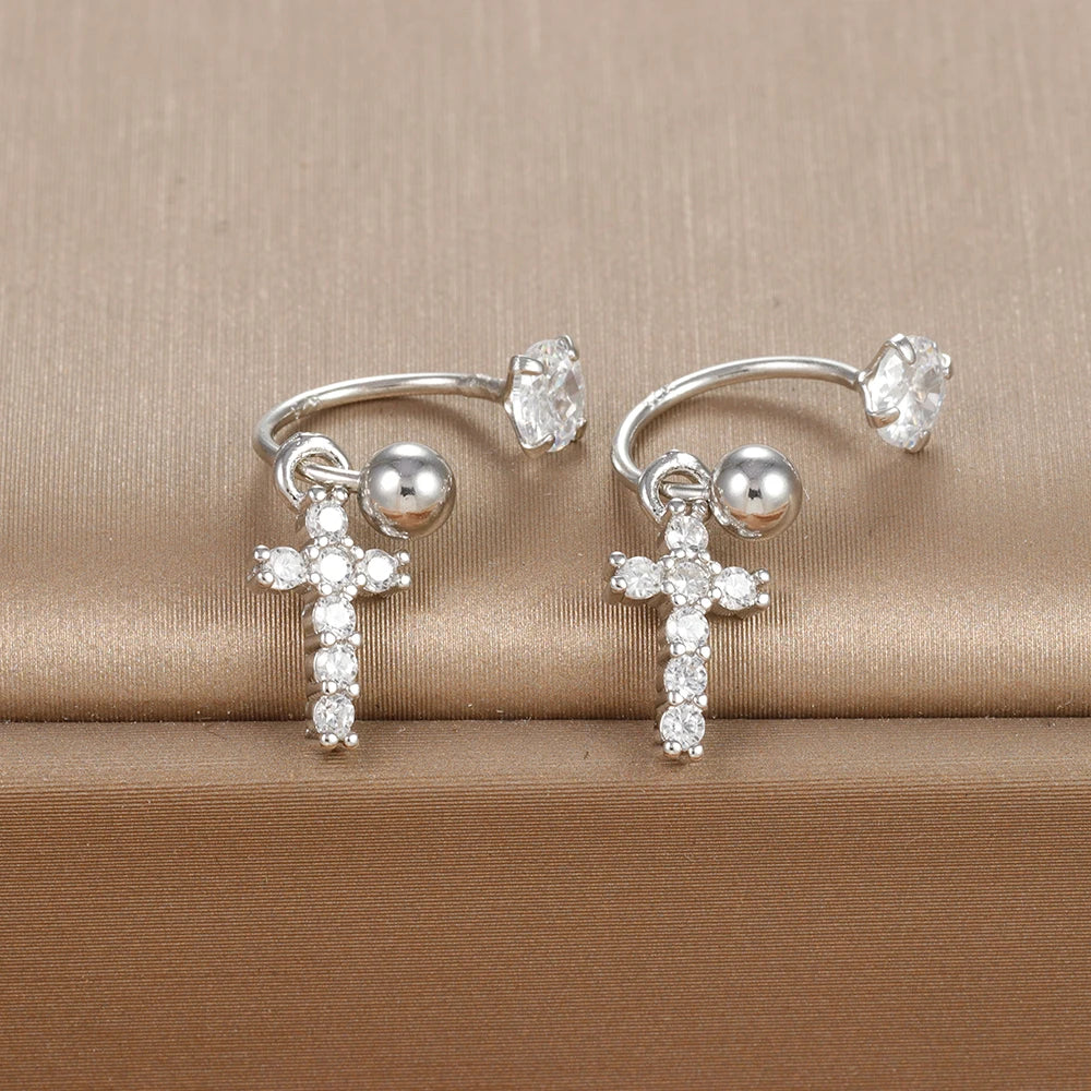 2PC Stainless Steel Gold Color Minimal Crystal Star Ear Studs Earring Women Korean Helix Studs Tragus Cartilage Piercing Jewelry