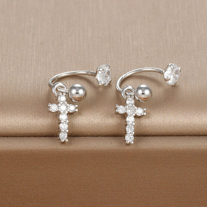 2PC Stainless Steel Gold Color Minimal Crystal Star Ear Studs Earring Women Korean Helix Studs Tragus Cartilage Piercing Jewelry