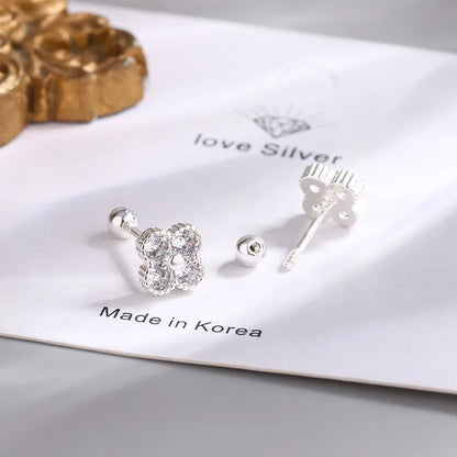 925 Sterling Silver Small Round Zircon Stud Earrings for Women - Elegant Luxury Fine Jewelry Accessories