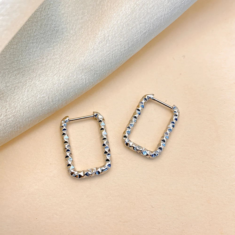 EMANCO Stainless Steel Rectangular Textured Earrings Women'S DIY Jewellery Parts Earring 48 Hour Shipping