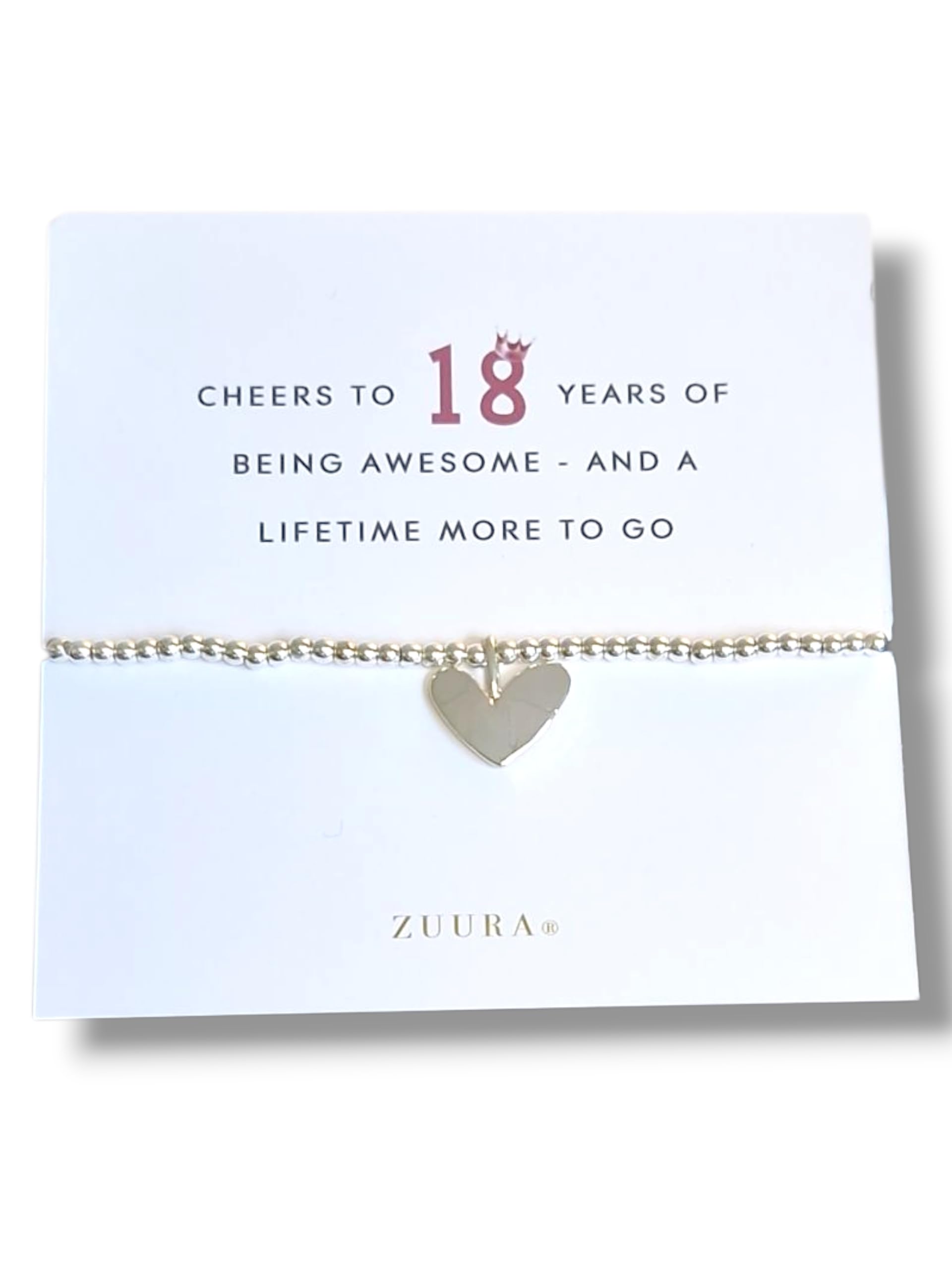 ZUURA 18th Birthday Silver Plated Bracelet with Inspirational Quote Card – Elegant Gift for Her Coming of Age Celebration
