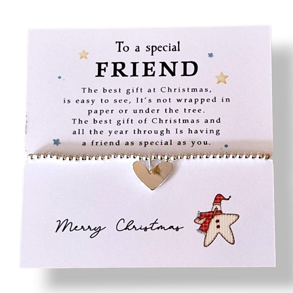 ZUURA Christmas I Special Friend I Silver Plated Heart Charm Bracelet I Gift for Women I Friendship Jewellery