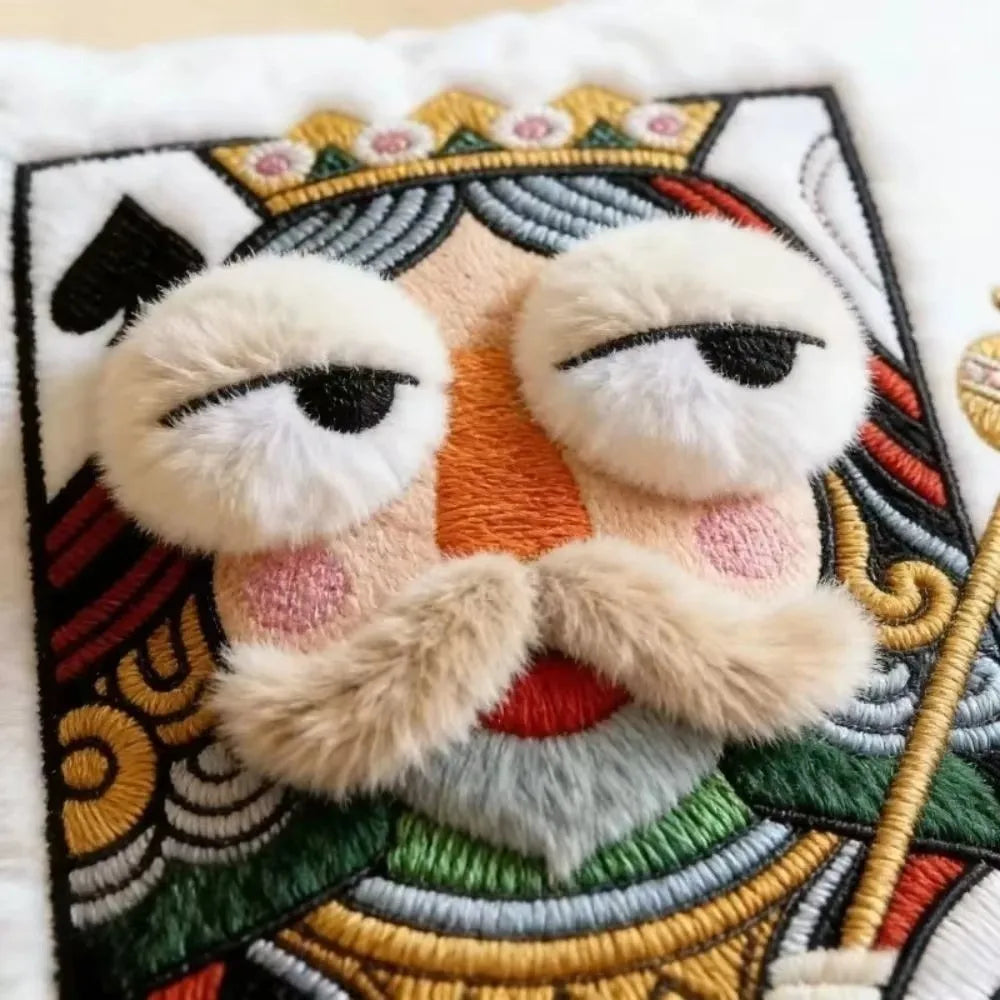 Creative Cartoon Embroidered Pillow Soft Game Theme Big Eyes Pillow Quirky Square Patchwork Pillow Home Bedroom Decor