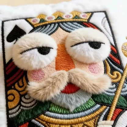 Creative Cartoon Embroidered Pillow Soft Game Theme Big Eyes Pillow Quirky Square Patchwork Pillow Home Bedroom Decor