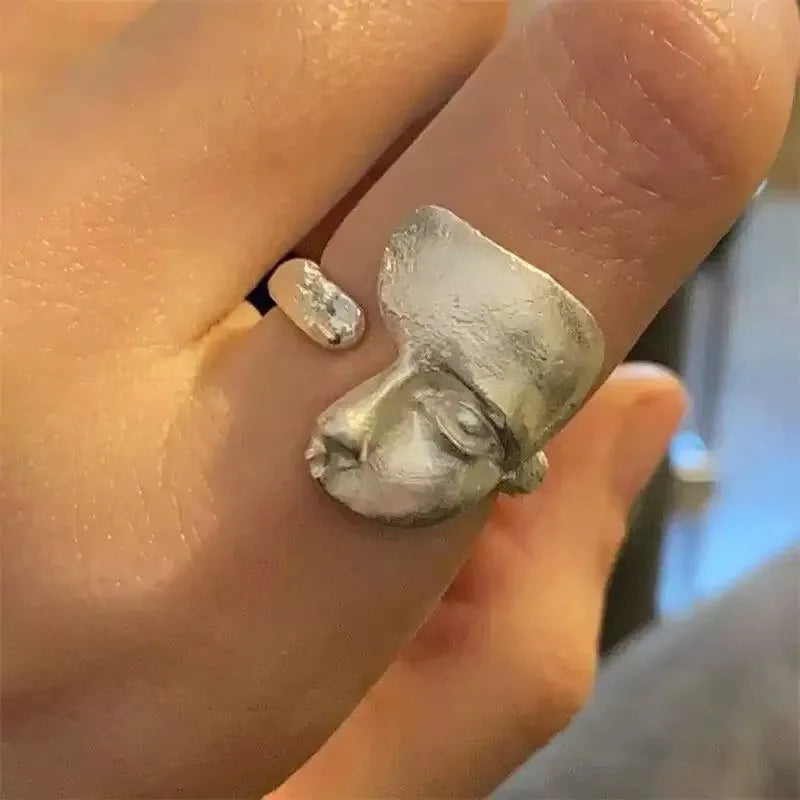 925 Sterling Silver Sanding Face Adjustable Rings for Women Ladies Elegant Luxury Quality Jewelry Accessories Jewellery