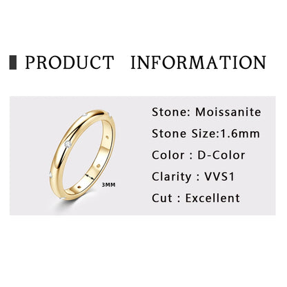 Moissanite Ring Original Certified 925 Silver Rings for Women Couples Delicate Stackable Wedding Band Dazzling Jewellery