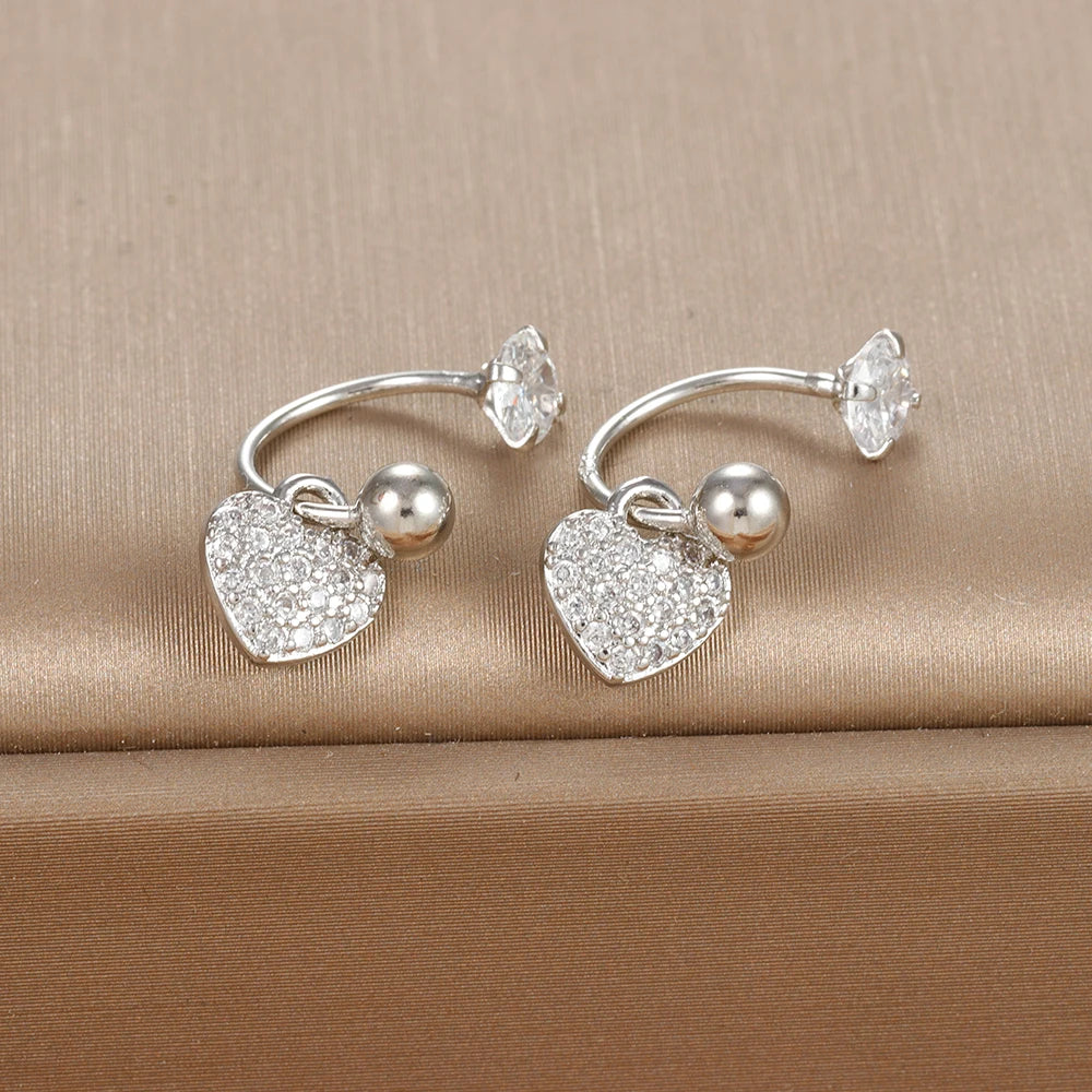 2PC Stainless Steel Gold Color Minimal Crystal Star Ear Studs Earring Women Korean Helix Studs Tragus Cartilage Piercing Jewelry