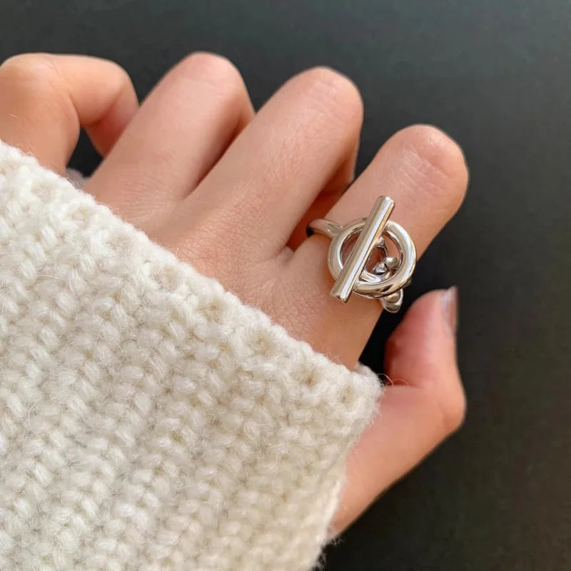 925 Sterling Silver Adjustable Geometric Rings for Women - Elegant Vintage Wedding Jewelry and Valentine's Gift
