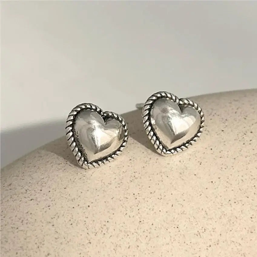 925 Sterling Silver Heart Small Stud Earrings for Women - Luxury Wedding Jewelry Accessories, Wholesale Trend for 2024