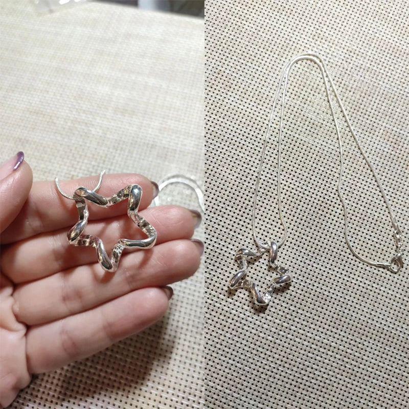 Silver Color Starfish Pendant Necklace 16-30 Inch Snake Chain for Women Fashion Wedding Engagement Jewelry