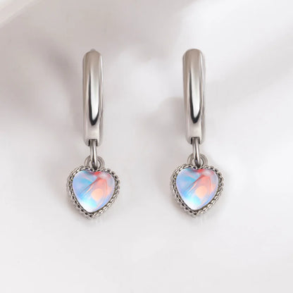 925 Sterling Silver Moonstone Heart Stud Earrings for Women - Elegant Wholesale Jewelry Accessories