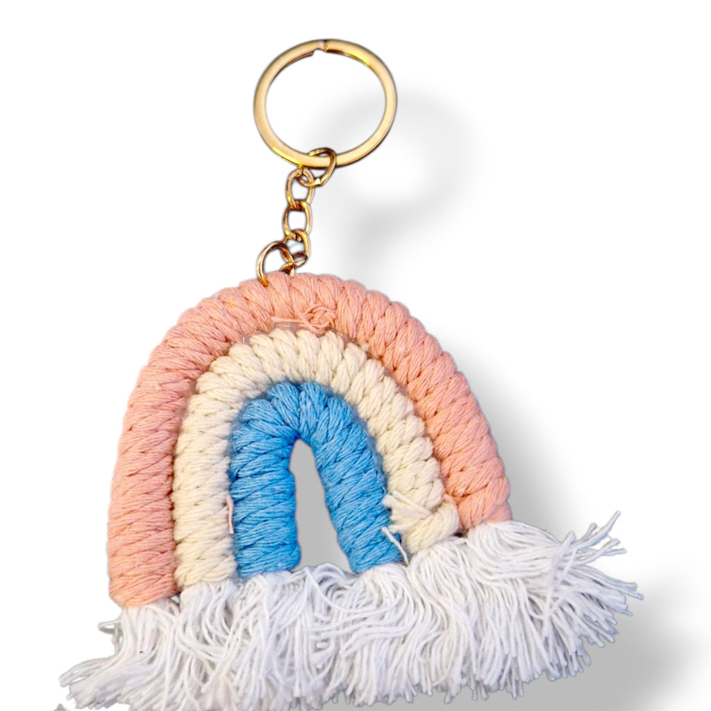 ZUURA Christmas Rainbow keyring, macrame rainbow key ring, bag charm for girls, women, handbags, carry bag, car