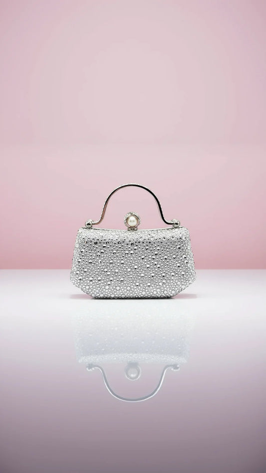 Crystal Beaded & Pearl Clasp Clutch Bag