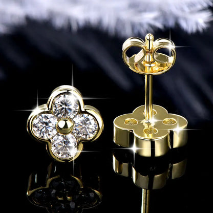 Exquisite Four Leaf Flower Shape Earring Pendant Necklace Moissanite Necklaces Stud Earrings Jewelry Set for Women Gift