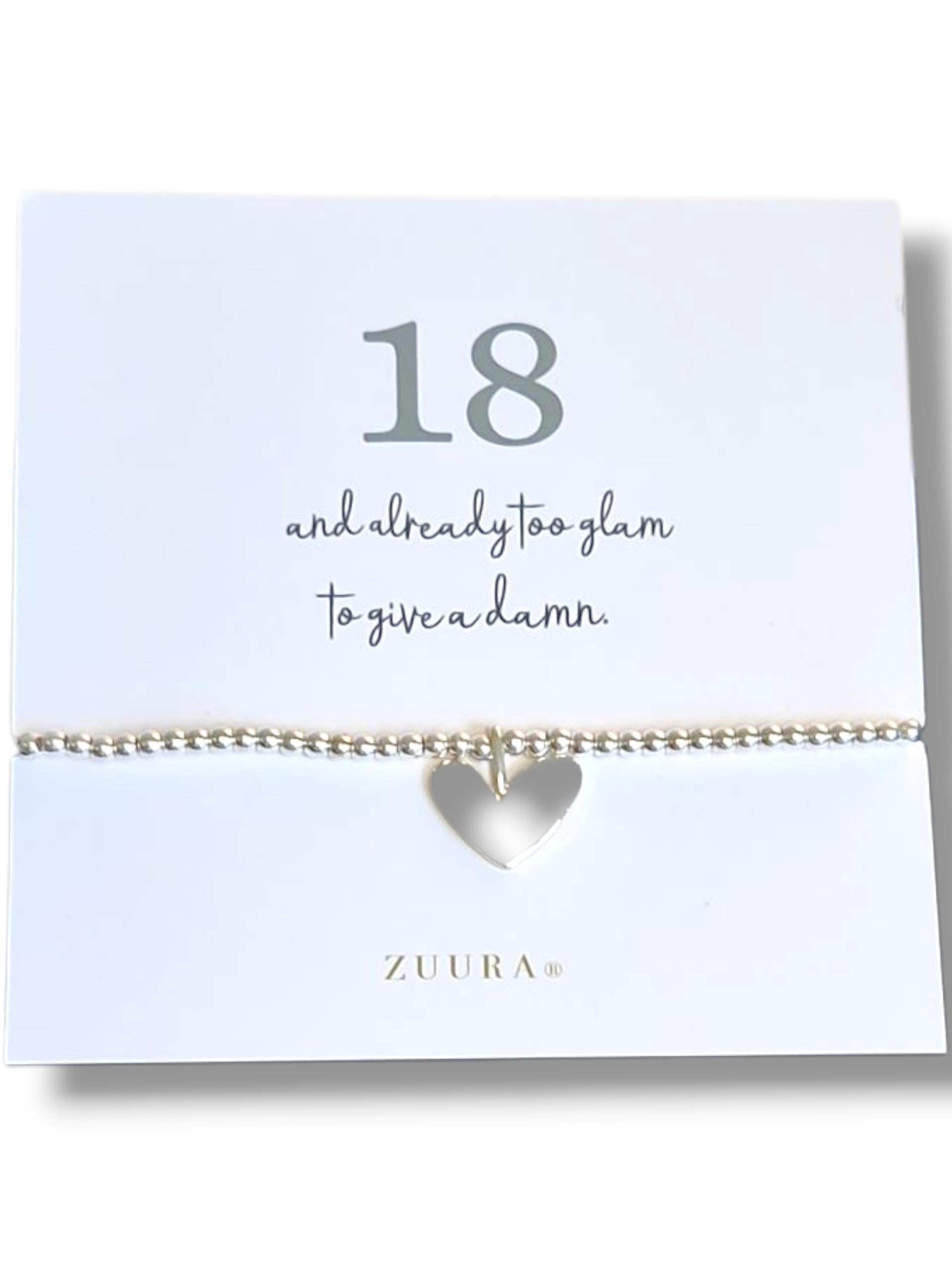 ZUURA 18th Birthday Silver Plated Bracelet with Inspirational Quote Card – Elegant Gift for Her Coming of Age Celebration I Already too glam to give a damn