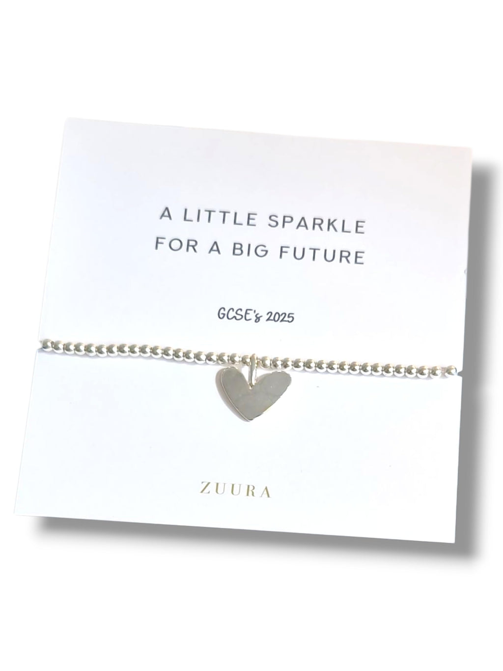 ZUURA A Little Sparkle for a Big Future I Silver Heart Charm, Class of 2025 | Gift for GCSE Students I Teens I Daughters I Friends