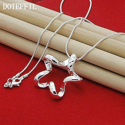 Silver Color Starfish Pendant Necklace 16-30 Inch Snake Chain for Women Fashion Wedding Engagement Jewelry